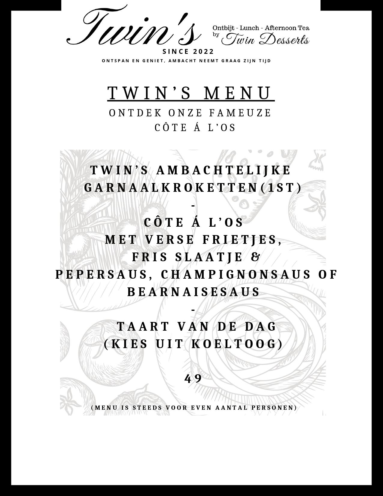 menu tearoom bistro twins tielt markt horeca koffie lunch dessert